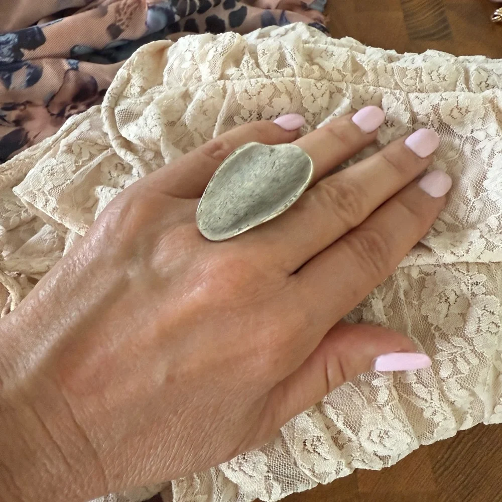 Silver-Tone Oval Statement Ring - Women Jewelry
